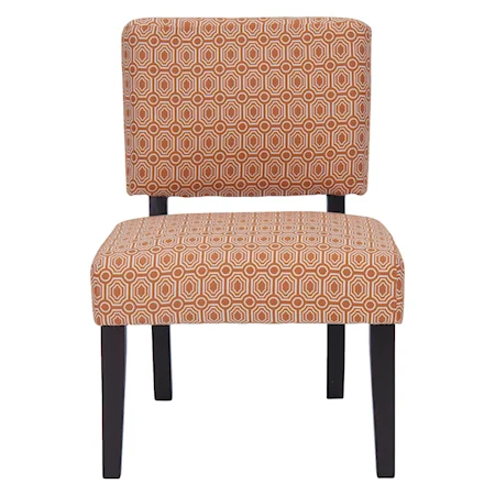 Contemporary Upholstered Tangerine Bella Chair with Wood Legs